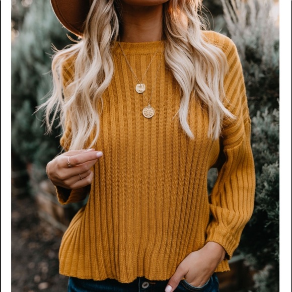 GENA Ribbed Knit Sweater | Mustard | - Picture 2 of 8